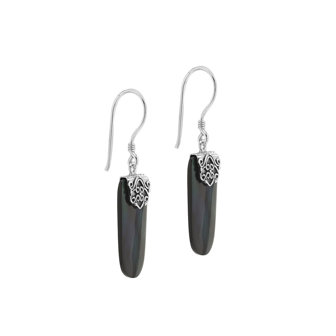AE-1159-SHB Sterling Silver Earring With Black Shell Jewelry Bali Designs Inc 