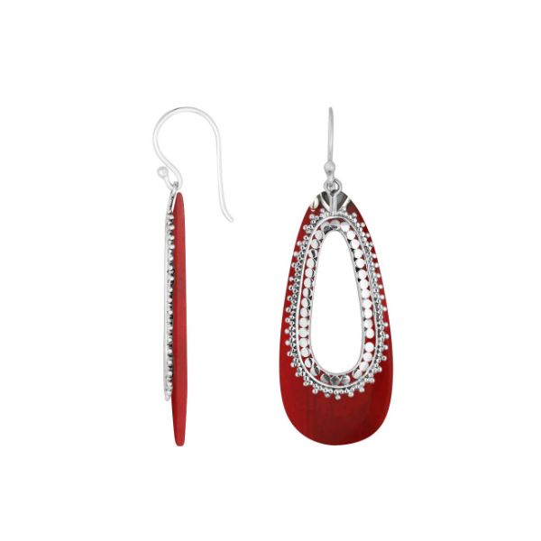 AE-1160-CR Sterling Silver Earring With Coral Jewelry Bali Designs Inc 