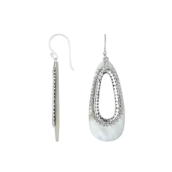 Mother Of Pearl Silver Designer Teardrop Earrings For Wholesale