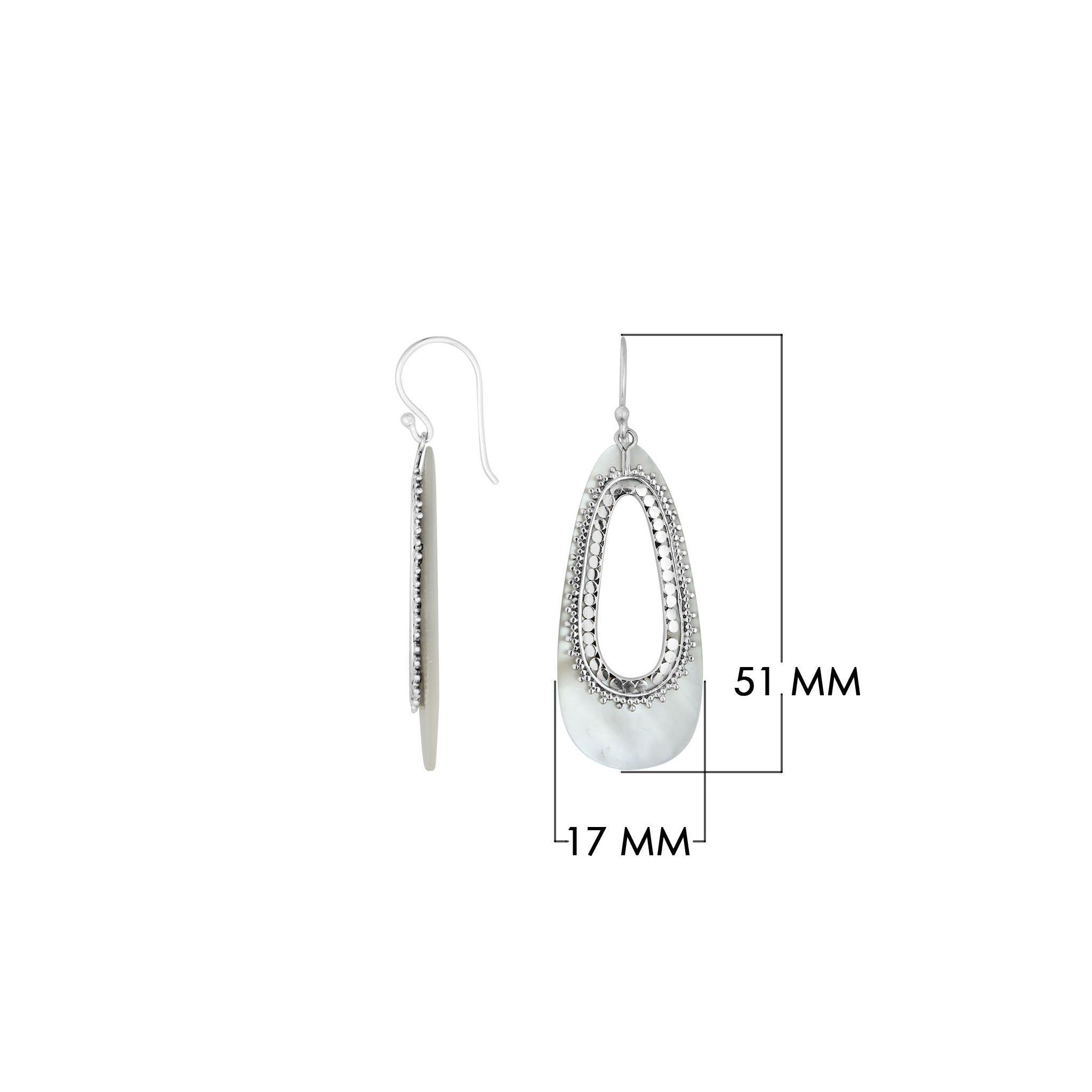 Mother Of Pearl Silver Designer Teardrop Earrings For Wholesale