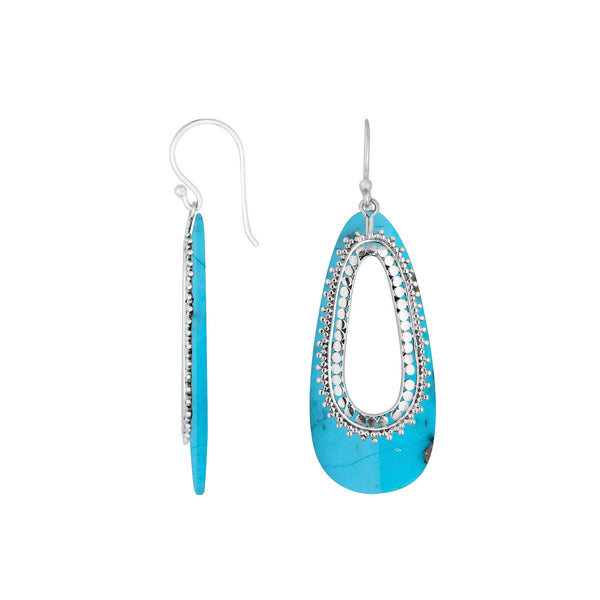 AE-1160-TQ Sterling Silver Earring With Turquoise Shell Jewelry Bali Designs Inc 