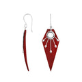 Red Coral Silver Geometric Sunburst Earrings For Wholesale