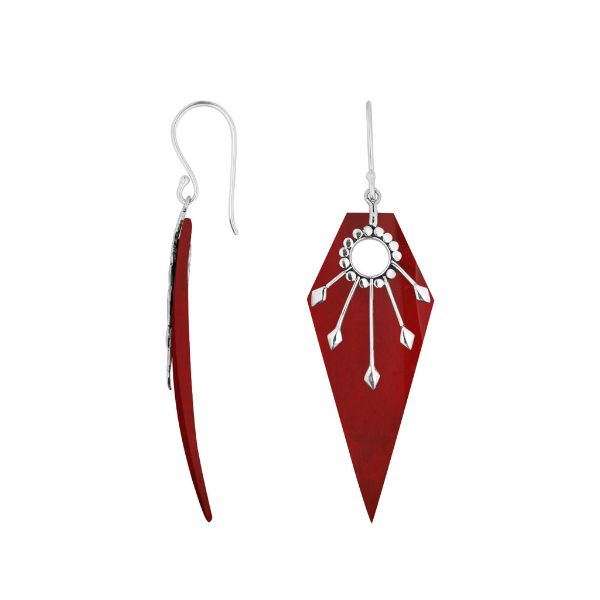 AE-1162-CR Sterling Silver Earring With Coral Jewelry Bali Designs Inc 