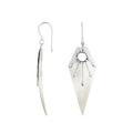 Mother Of Pearl sunburst silver shield earrings with earwire