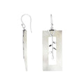 Sterling Silver Mother Of Pearl Rectangular Earrings With Leaf Vine Design And Earwire Lock For Wholesale Buyers