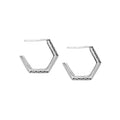 Sterling silver hexagon patterned hoop earrings