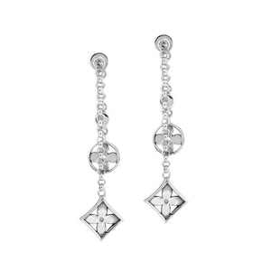 Sterling silver dangle earrings with Blue Topaz Quartz and Cubic Zirconia