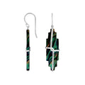 Abalone Shell sterling silver long textured bar earrings