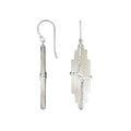 Stepped pearl earrings with hammered silver bar detail