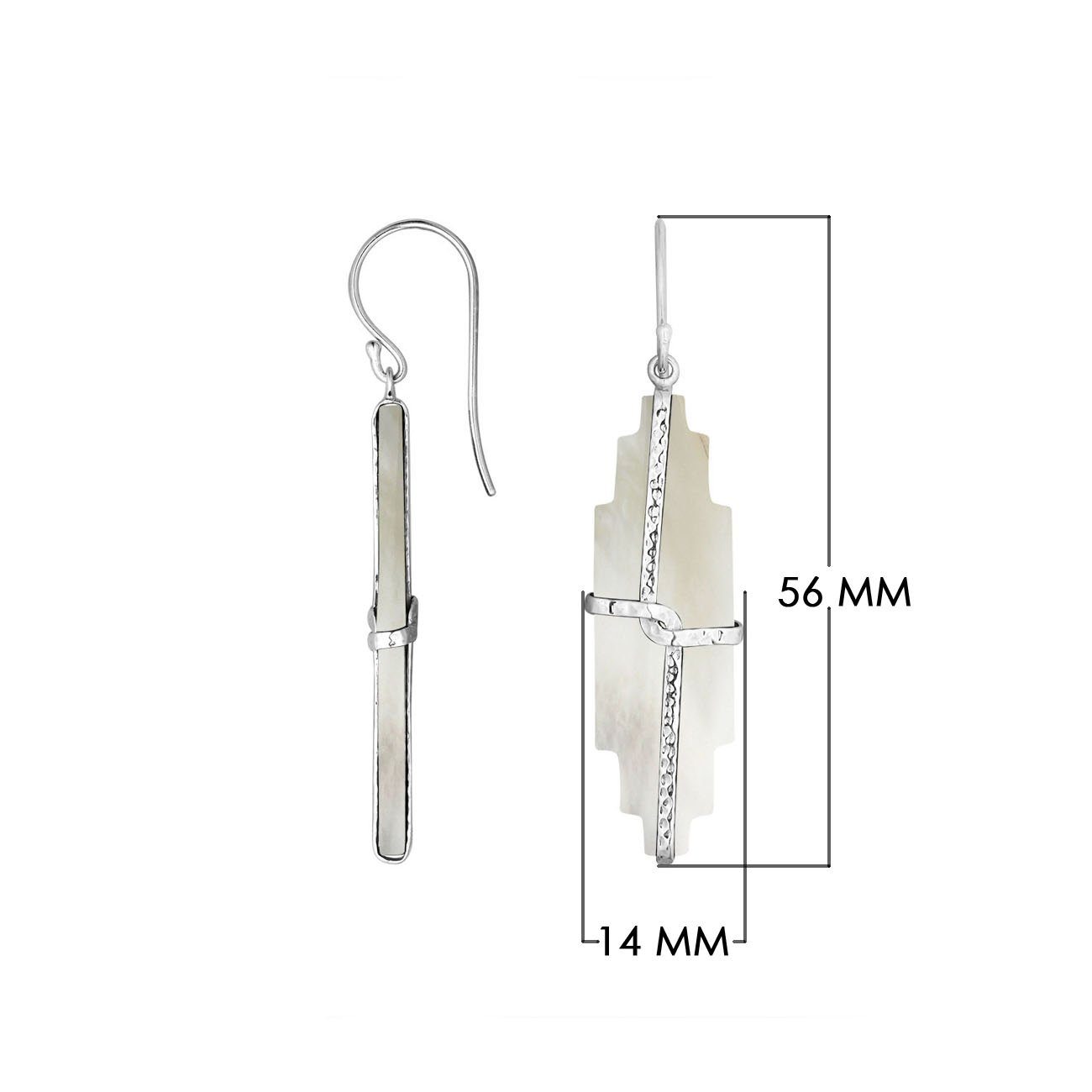 Stepped pearl earrings with hammered silver bar detail