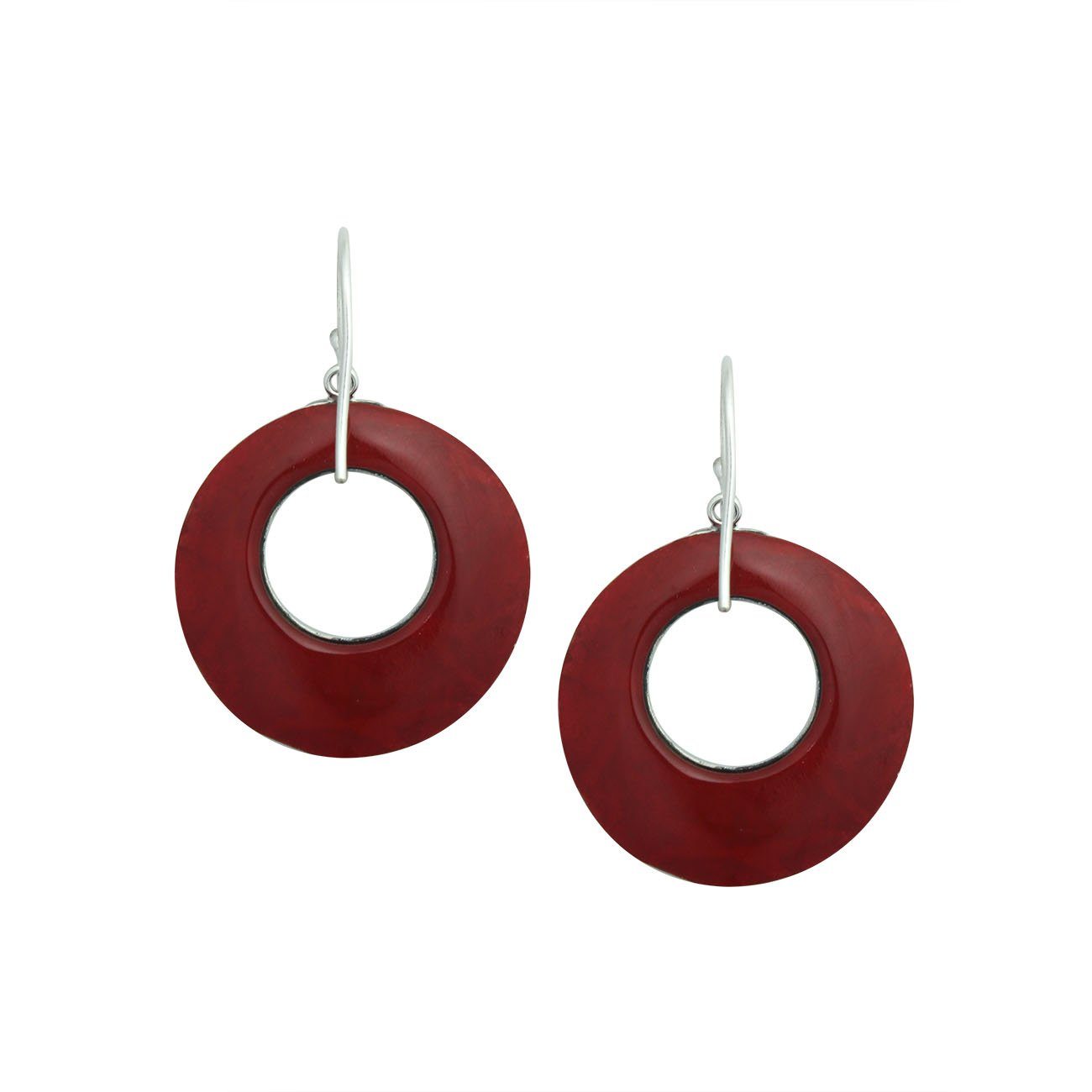 925 Sterling Silver Red Coral Filigree Round Earrings