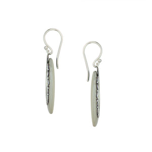 Mother Of Pearl Silver Round Filigree Earrings With Earwire For Wholesale