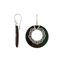 925 Sterling Silver Black Shell Filigree Round Earrings