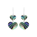 925 Sterling Silver Abalone Shell Double Heart Drop Earrings