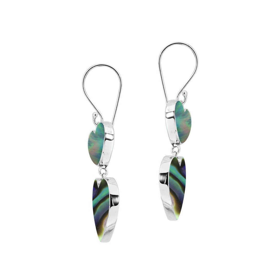 AE-1170-AB Sterling Silver Heart Shape Earring With Abalone Shell Jewelry Bali Designs Inc 