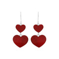 925 Sterling Silver Red Coral Double Layered Heart Earrings