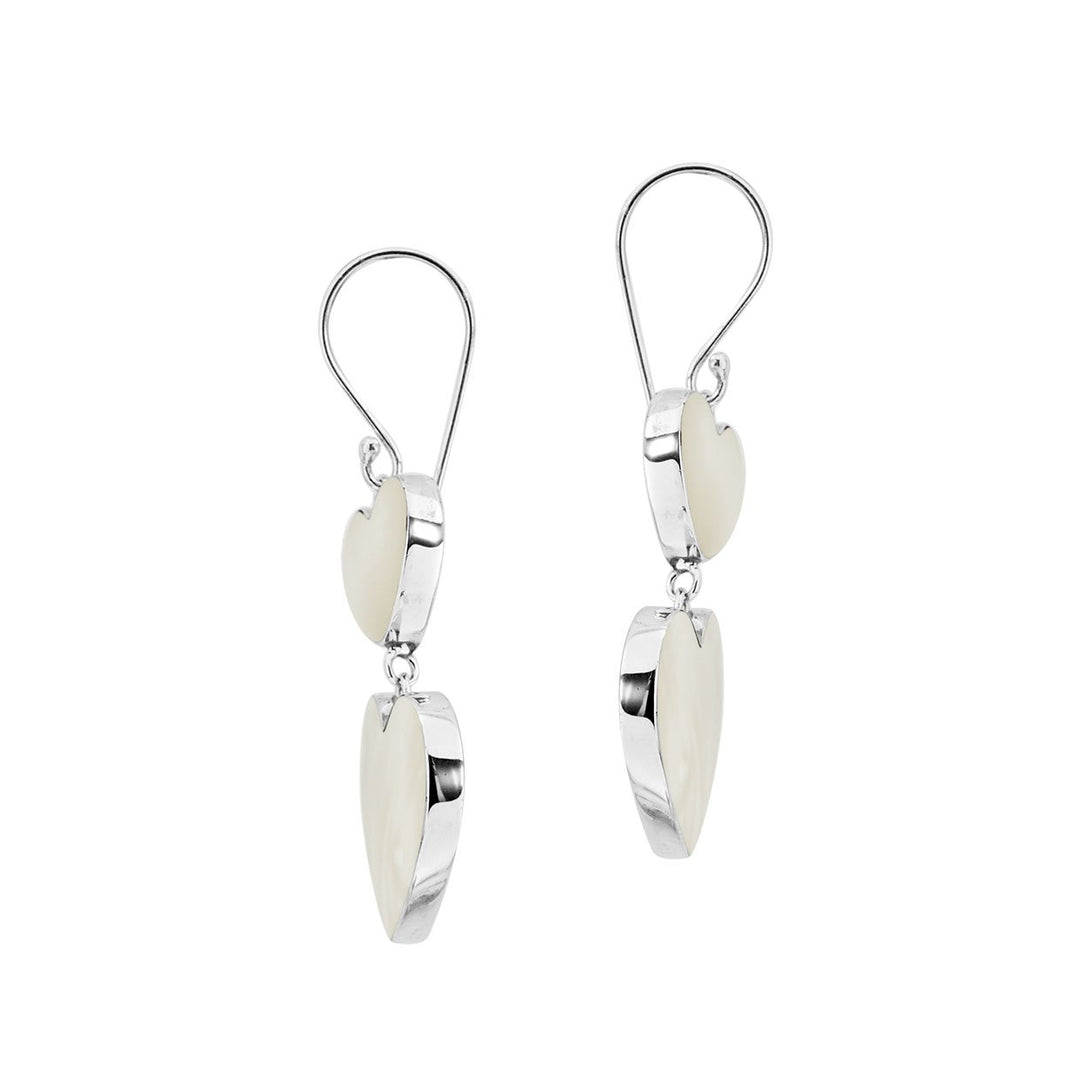 AE-1170-MOP Sterling Silver Heart Shape Earring With Mother Of Pearl Jewelry Bali Designs Inc 