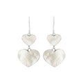 925 Sterling Silver Mother Of Pearl Double Heart Drop Earrings
