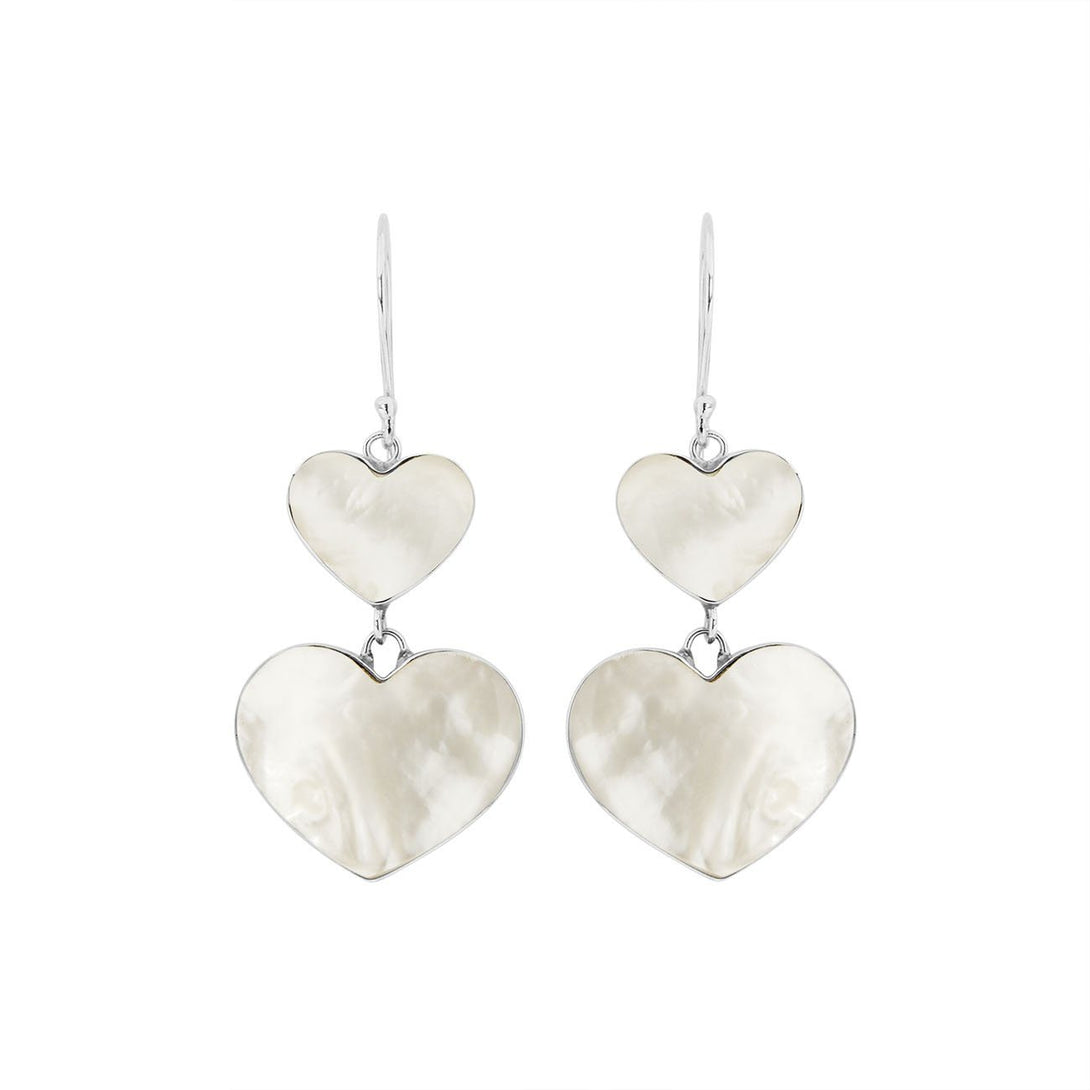 AE-1170-MOP Sterling Silver Heart Shape Earring With Mother Of Pearl Jewelry Bali Designs Inc 