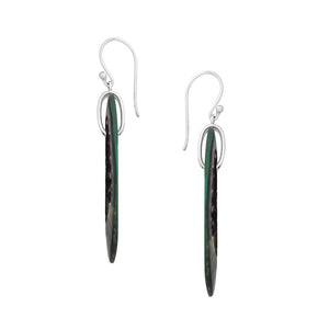 925 Sterling Silver Abalone Shell Elongated Oval Drop Earrings