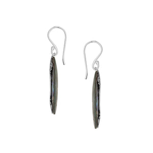 925 Sterling Silver Abalone Shell Cushion Filigree Earrings