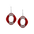 925 Sterling Silver Red Coral Cushion Filigree Earrings