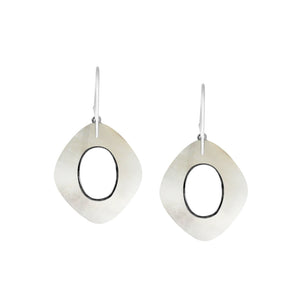 925 Sterling Silver Mother Of Pearl Cushion Filigree Earrings