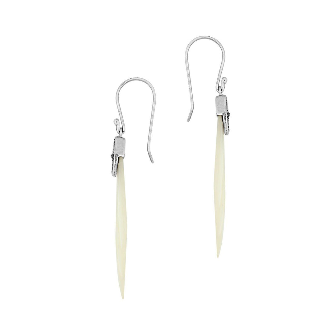 Mother Of Pearl Fan Shape Silver Earrings