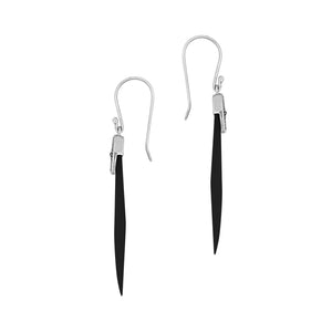Sterling Silver Black Shell Sculpted Fan Silver Earrings