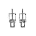 Silver Geometric Linked Rectangle Earrings