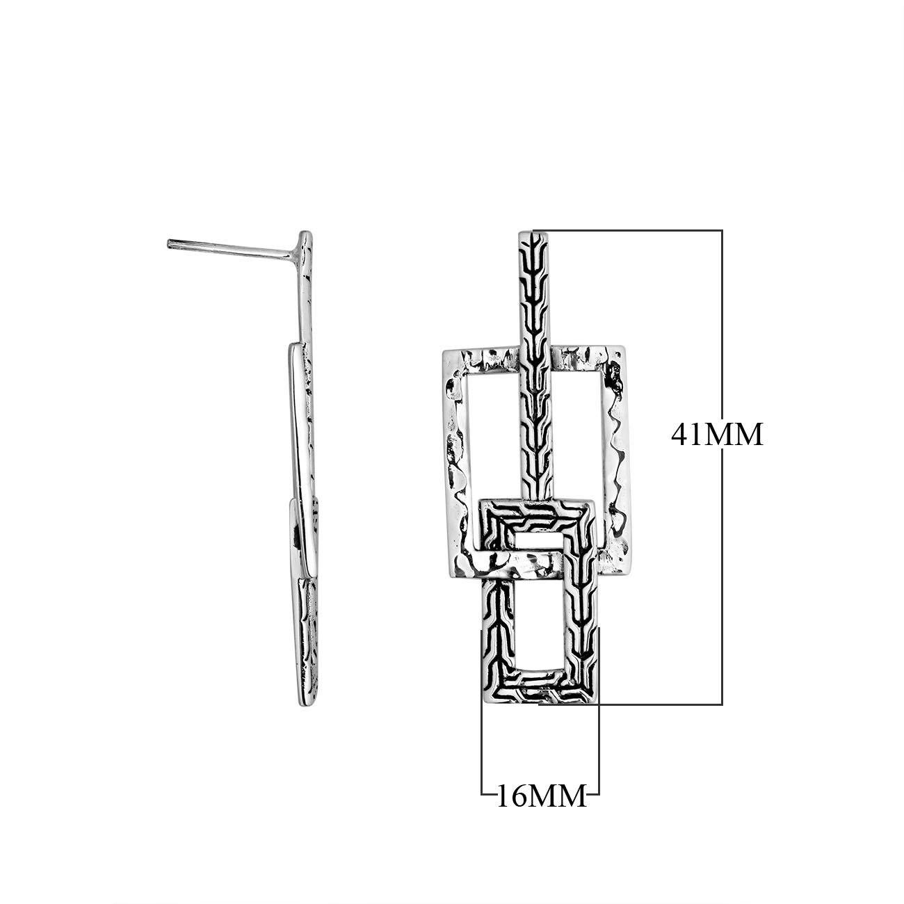 Silver Geometric Linked Rectangle Earrings