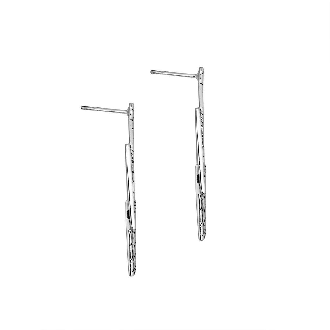 Silver Geometric Linked Rectangle Earrings
