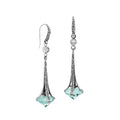 Sterling Silver Long Drop Earrings With Green Chalcedony Quartz
