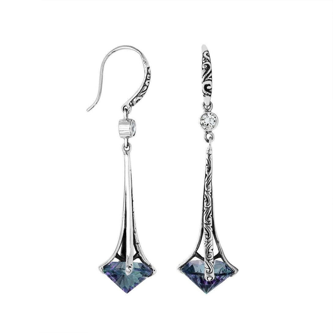 AE-1175-MT Sterling Silver Elegant Dangle Earrings With Mystic Quartz Jewelry Bali Designs Inc 