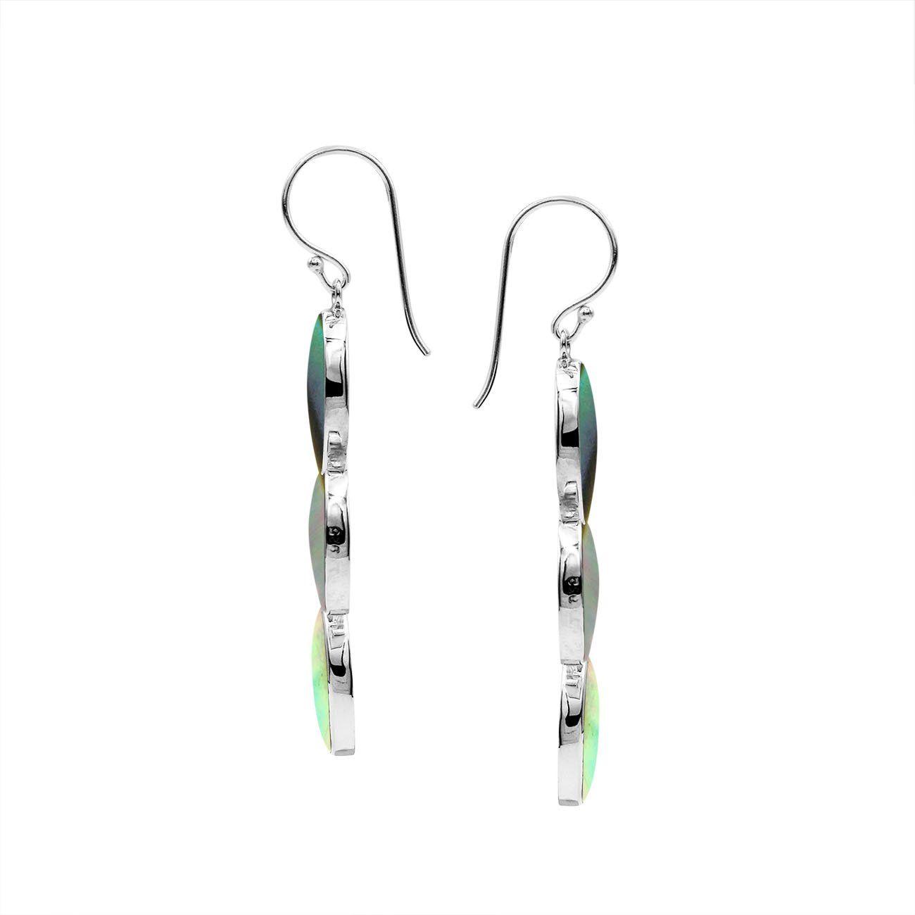 Sterling Silver Multi-Oval Drop Earrings With Abalone Shell