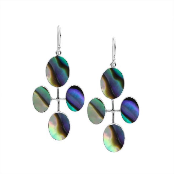 AE-1176-AB Sterling Silver Fancy Design Earring With Abalone Shell Jewelry Bali Designs Inc 