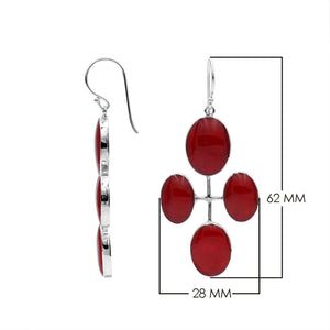 Wholesale Sterling Silver Red Coral Multi-Oval Earrings