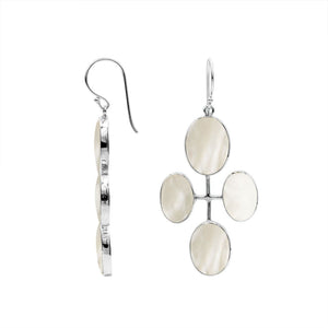 Sterling Silver Multi-Oval Drop Earrings With Mother Of Pearl
