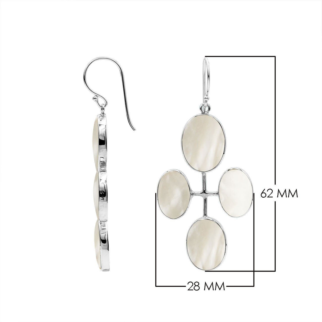 AE-1176-MOP Sterling Silver Fancy Design Earring With Mother Of Pearl Jewelry Bali Designs Inc 