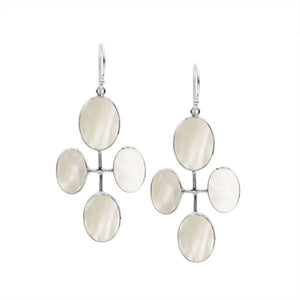 Sterling Silver Multi-Oval Drop Earrings With Mother Of Pearl