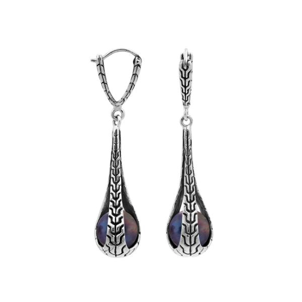 AE-1178-PE.B Sterling Silver Earring With Gray Mabe Pearl Jewelry Bali Designs Inc 