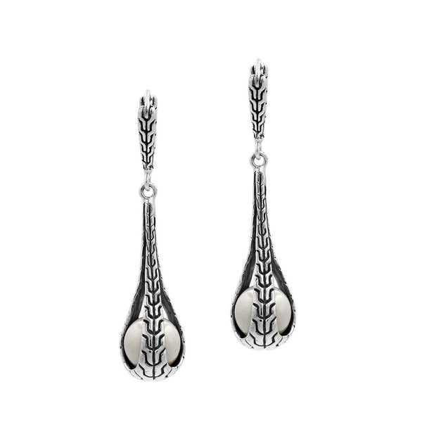 Sterling Silver Teardrop Earrings With Mabe Pearl