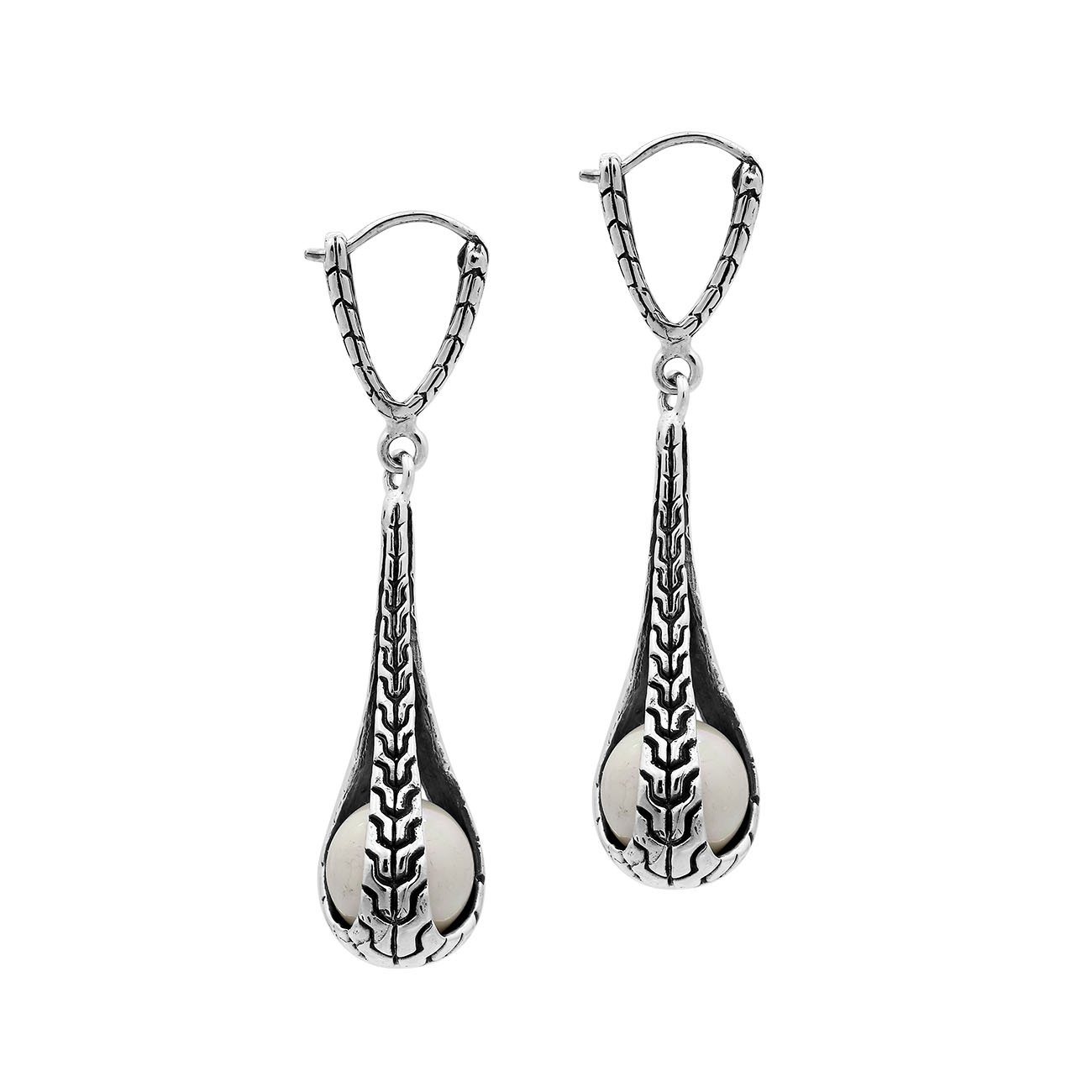 Sterling Silver Teardrop Earrings With Mabe Pearl