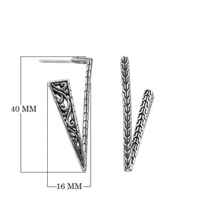 Sterling Silver V-Shaped Textured Earrings