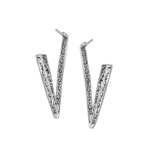 Sterling Silver V-Shaped Textured Earrings