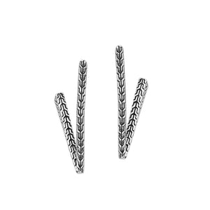 Sterling Silver V-Shaped Textured Earrings