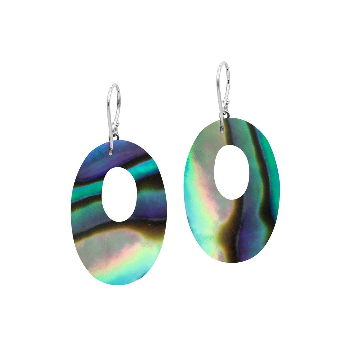 AE-1180-AB Sterling Silver Oval Shape Earring With Abalone Shell Jewelry Bali Designs Inc 
