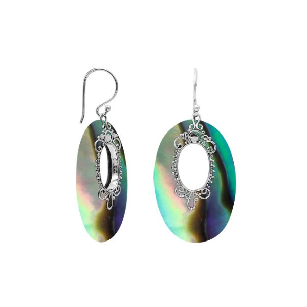 Sterling Silver Oval Earrings With Abalone Shell
