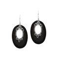 Sterling Silver Oval Earrings With Black Shell