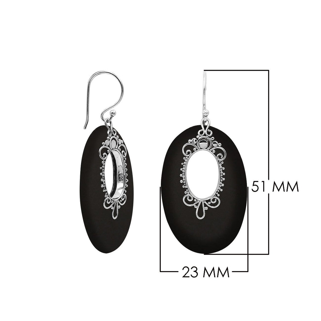AE-1180-SH.B Sterling Silver Oval Shape Earring With Black Shell Jewelry Bali Designs Inc 